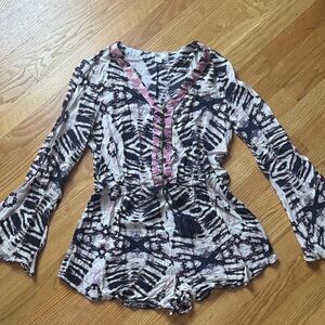 Xhilaration Black and Pink Patterned Romper